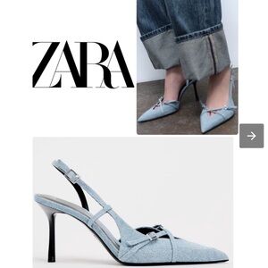 Zara heel denim shoes